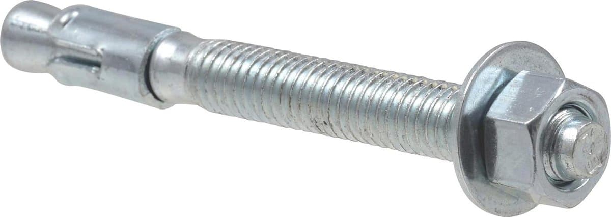 Wiganker - Betonanker Doorsteekanker - Bevestigen in Steen - Inclusief Moer Wasmachine - 3/8 x 3-3/4 Inch - Metaal — afbeelding 1