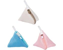 Mini-driehoek waszakken met ritssluiting en ophanglus - Ideaal voor ondergoed, sokken en delicate was - Perfect voor thuis en op reis, 3 stuks