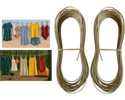 Waslijn Staalkern - Kledinglijn Tuin - Buiten Drogen - Extra Sterk PVC - 2000 cm - Goud