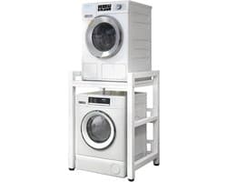 Wasmachine Standaard - Droger Rek - Apparaten Plaatsen - Stapelbaar Verstelbaar - 400 kg Draaglast - Zilver