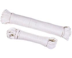 Plastic Waslijn - Kledinglijn Touw - Kleding Drogen - Vezel Versterkt - 5/32 inch 50 voet - Wit