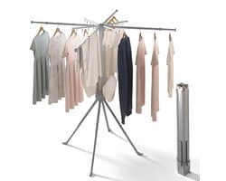 SHANNA Metalen Wasrek Inklapbaar - Staand Droogrek 132cm - Draagbaar opvouwbaar droogrek - In hoogte verstelbaar - Buiten & Binnen bruikbaar