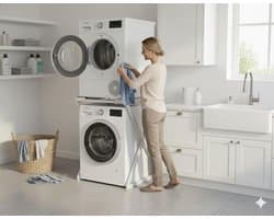 SERALUXE - Wasmachine Kast - Wasmachine Verhoger- Metaal - Wit - Universeel Wasmachine en Droger Kast - Wasmachine Ombouw - Wasmachinerek - Wasmachine Sokkel- Robuust - Stabiel - Stevig - Anti Vibratie — afbeelding 1