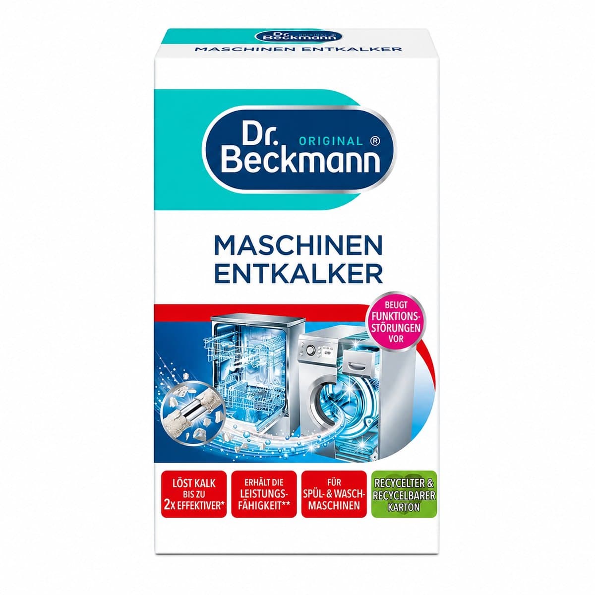 Dr. Beckmann Machines Ontkalker 2 x 50 g – Voor Wasmachine & Vaatwasser – Verwijdert Kalkaanslag – Onderhoudsreiniger — afbeelding 1
