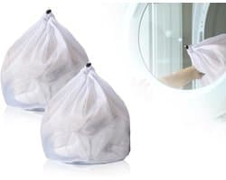Dailygoods- Wasnet Set van 2 - 30 x 40 cm - Herbruikbaar - Dichte Mesh - Met Koordsluiting - Bescherming voor Kleding - Waszak