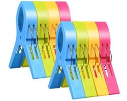 Byshayne- Strandhanddoekclips 8 Stuks - Grote Wasknijpers - Antislip Ontwerp - Lichtgewicht - Multifunctioneel - Duurzaam PP Materiaal - Handdoekclips