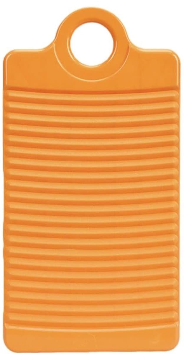 Mini-wasbordje met een golvend streepmotief, ophanggaten en een verdikte, antislip onderkant. Gemaakt van plastic, geschikt voor het wassen van ondergoed, sokken, handdoeken, enz. - Oranje. — afbeelding 1