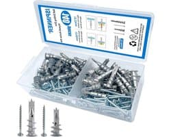 ISPINNER 140 stuks zink droogwandankers zelfboren holle wandankers met schroeven assortiment kit (13 x 42 mm + 15 x 33 mm) — afbeelding 1