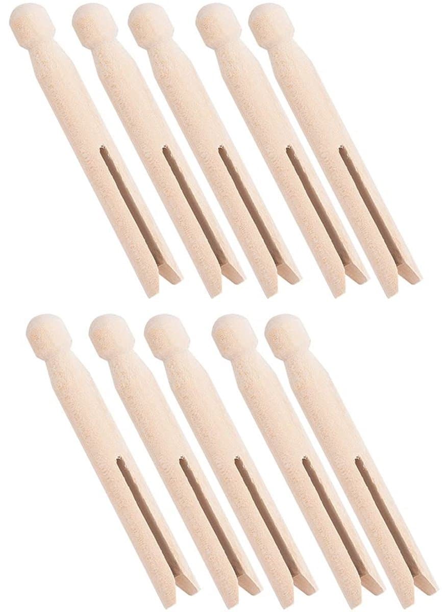 Dailygoods- Wasknijpers Houten - 10x Kledingklemmen - Handgemaakt - Glad Oppervlak - Ideaal voor Knutselprojecten - Duurzaam en Praktisch - Kledingklem — afbeelding 1