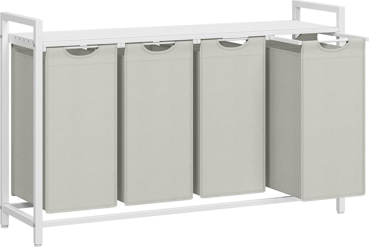 ACAZA Wasmand - Wassorteerder - 4 Vakken - 160 L - 116 x 72 x 33 cm - Wit — afbeelding 1