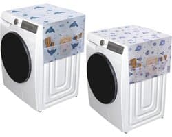 Azalia Wasmachinehoes, wasmachinehoes, 2 stuks waterdichte huishoudelijke koelkast-stofbescherming, multifunctionele cartoon wasmachine-hoes met opbergtas - stijl B, 130 x 55 cm