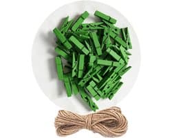 50 stuks kleine houten wasknijpers voor foto's en decoratie met ophangkabel