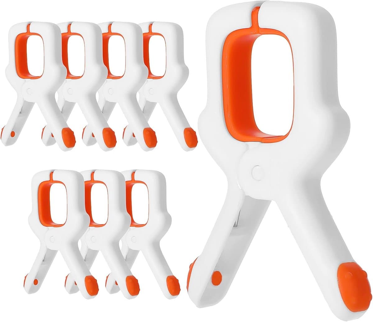 8 Stuks handdoekclips - Handdoekclips voor zwembad op cruiseschepen - Handdoekclips voor strandstoelen - Stevige plastic clips - Grote kledingclips - Sterke grip - Geschikt voor buiten en reisgebruik — afbeelding 1