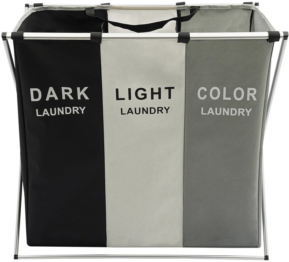 Linkforu - Oxford Stoffen Wasmanden - Sorteerder - Wasboxen – Opvouwbaar – 138 Liter - 3 Delig – 3 kleuren - Zwart- Beige – Grijs — afbeelding 1