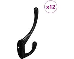 vidaXL - Kledinghaak - 12 - pcs - Zwart - 102 - x - 29 - x - 47mm - Zink - Legering