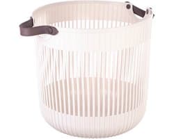 KADAX Grote opbergmand 40 x 32 cm, organizer voor woonkamer, kinderkamer, badkamer, speelgoedmand met hengsels, plastic wasmand (crème)