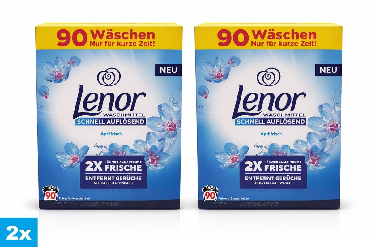 Lenor Wasmiddel Poeder Aprilfris – 2 x 90 Wasbeurten – 9,9 kg – Grootverpakking – Snel Oplosbaar — afbeelding 1
