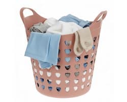 Excellent Houseware Flexibele wasmand - oud roze - 26 liter - kunststof - 40 x 41 cm
