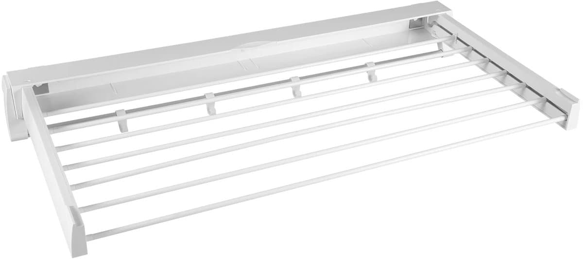 MakkelijkMooi Inklapbaar Muur Droogrek - Wanddroogrek - Wasrek - 7 Staven - Opvouwbaar Droogrek 84 x 43.5 x 6 cm - Wit - 5.88 m Wasrek — afbeelding 1