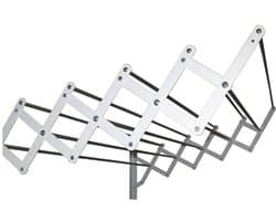 Uitklapwasrek met 10 barren (scharnier staal afgewerkt met witte epoxy coating/barren aluminium) 1.40cm