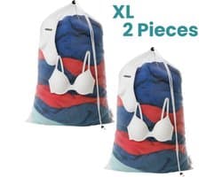 NORDIX Waszak Groot XL - 60x90CM - Waszakken - 2 Stuks - Laundry Bag - Wasnet - Waszakje - Treksysteem - Trekbandsluiting - Polyester - Schoenenzak - WHITE — afbeelding 1