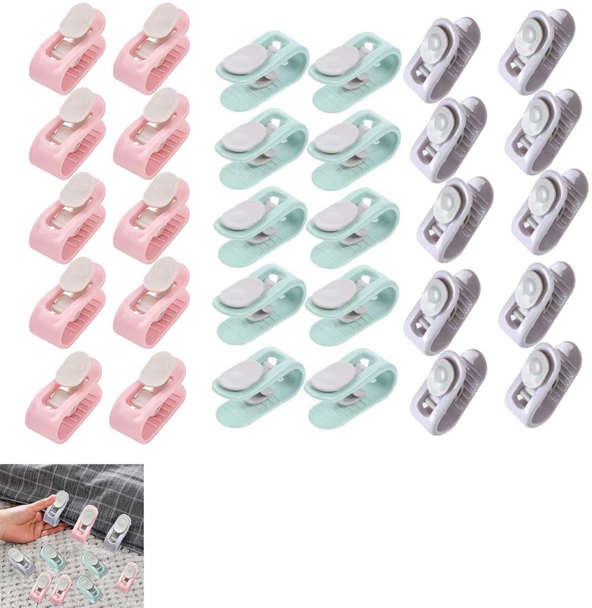 30 stuks antislip quiltclips - bevestigingsclips voor lakens en quilts - anti-verplaatsingsclips voor quilts - antislipclips - gordijnclips - Geschikt voor het bevestigen van gordijnen, dekbedden en lakens -roze, groen en paars — afbeelding 1