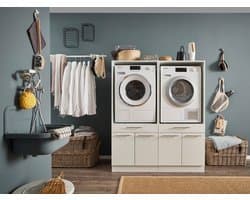 Duo Wasmachine kast - Wasmachine verhoger - Duo wasmachine meubel - Wasmachine en droger ombouw meubel - Wit - Hoogte 167 cm - Wasmachine ombouwkast — afbeelding 1
