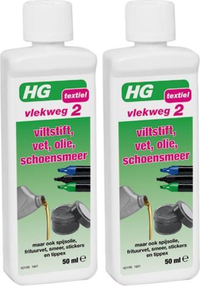 HG vlekweg 2 | vlekken verwijderaar voor o.a. viltstift, vet, olie, Smeer, frituurvet, Schoensmeer - 2 Stuks ! — afbeelding 1