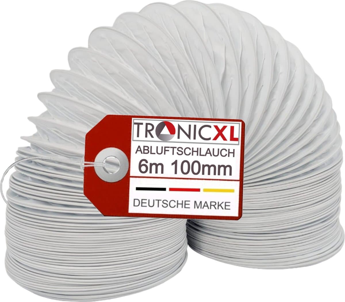 TronicXL PVC afvoerslang - 100 mm - 6 m - voor uw droger, airconditioning, toe en afvoerlucht installatie en meer - 4 inch - universeel — afbeelding 1