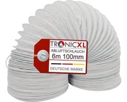 TronicXL PVC afvoerslang - 100 mm - 6 m - voor uw droger, airconditioning, toe en afvoerlucht installatie en meer - 4 inch - universeel
