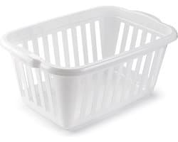 Plasticforte Wasmand - wit - kunststof - 40 liter - 60 x 40 x 26 cm - manden voor wasgoed - opbergmand