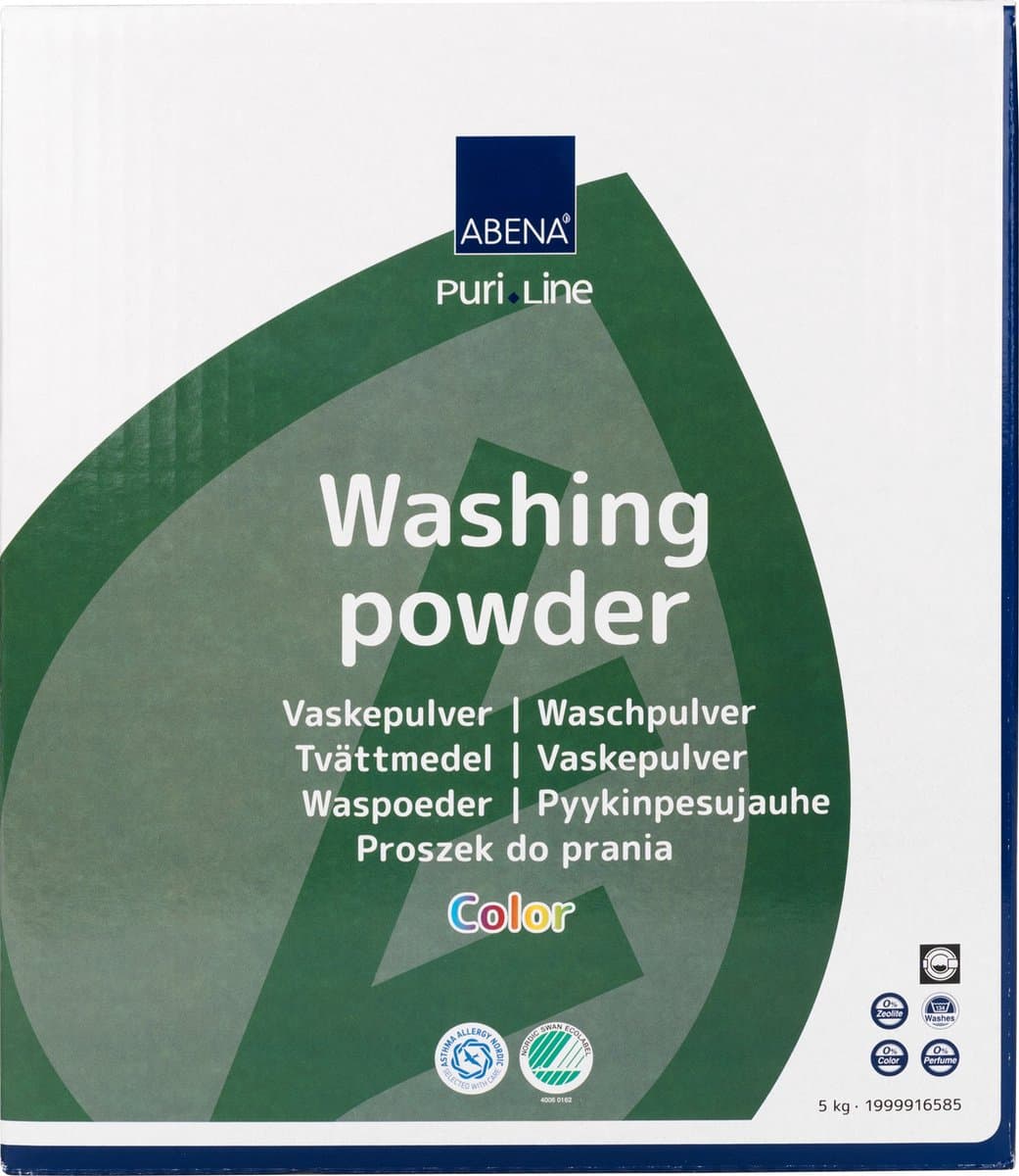 Abena Waspoeder met Ecolabel - 10kg - Voor gekleurde was zonder Parfum - 250 Wasbeurten (2 x 5kg) — afbeelding 1