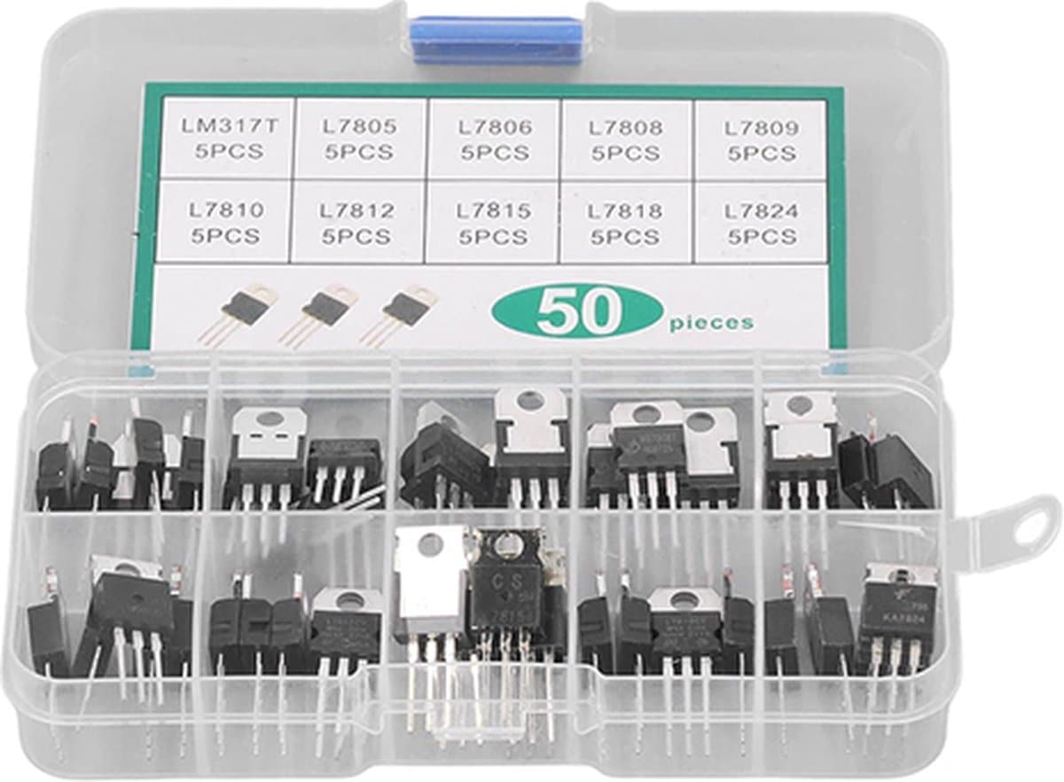 Transistor Assortiment Kit Hoog Vermogen Stabiliseren Spanning 50 Stuks Transistor Kit — afbeelding 1