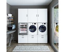 Roomart SERIE 2 Wasmachine Ombouwkast 201x240 cm - voor 3 Apparaten - Wit