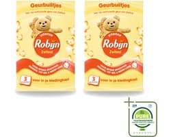 2 x Robijn - Zwitsal - Geurbuiltjes - Zachte Babygeur - Hypoallergeen - 3 Geurbuiltjes - Grootverpakking - Vaatwasstrips - Zwitsal Geur - Geurbuiltjes - Babygeur - Kledingkast - Lade