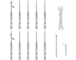 SUPAWAY Kabelspanner, T316, roestvrij staal, kabelspanner, installatie, robuuste draadspannerset voor 3 mm hekdraad - ShopVlot