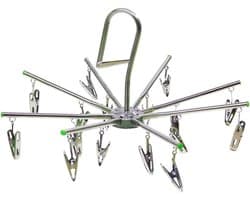 Dailygoods- Sokkendroger Draaibaar - Opvouwbaar - Antislip - Winddicht - Roestvrij Staal - 39 cm Diameter - Waslijn
