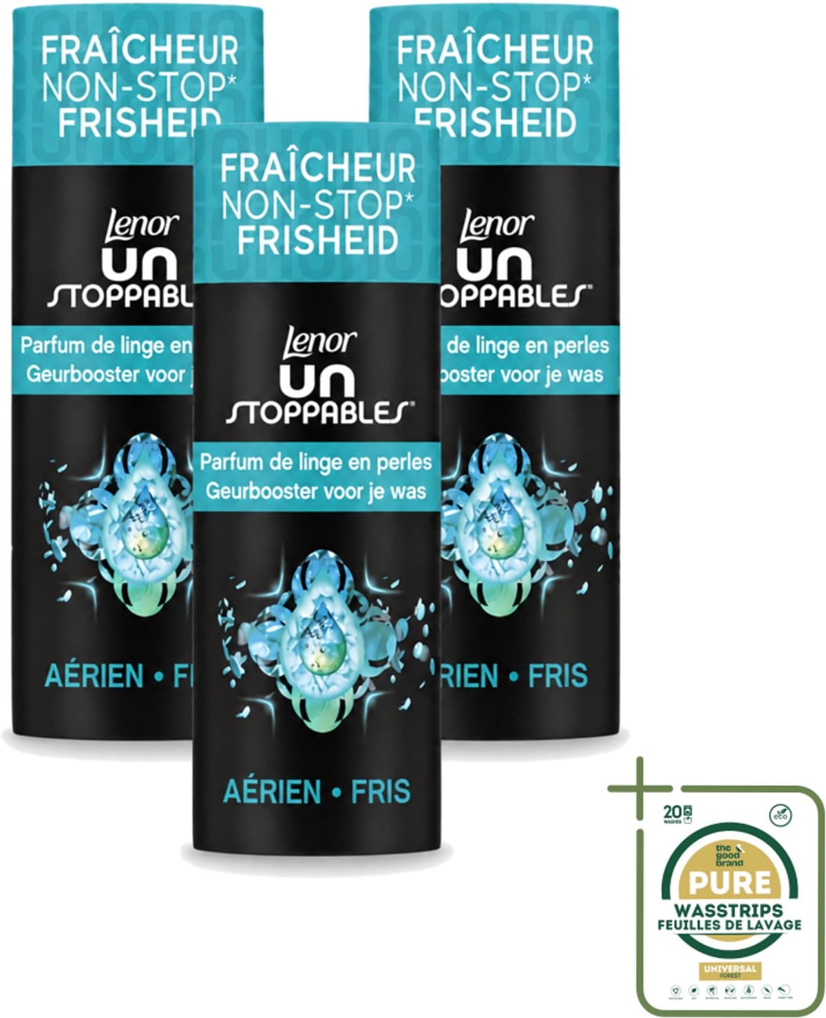 3 x Lenor Unstoppables - Geurbooster - Fris - 13 Wasbeurten - Geurbooster - Frisheid - Citrusgeur - Fruitige Geur - Bloemige Geur — afbeelding 1