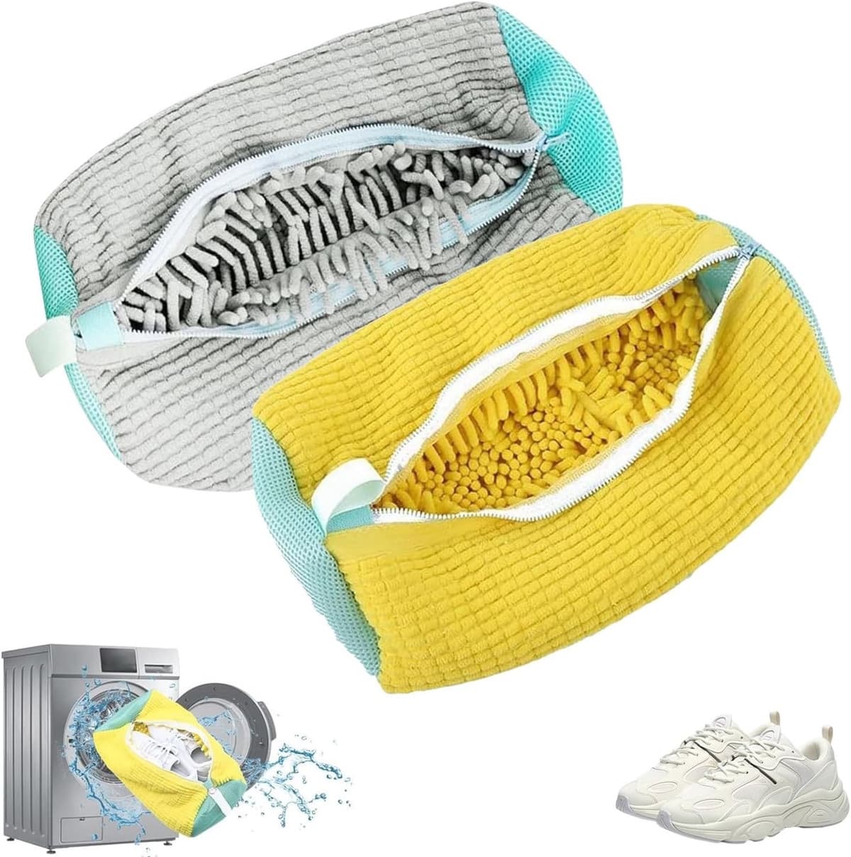 Schoenwaszak voor de Wasmachine - Geel/Grijs - Herbruikbaar en Vervormingsbestendig - Voor Schoenen en Kleding — afbeelding 1
