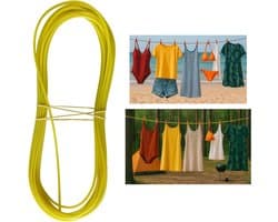 Waslijn 2 mm extra sterk met stalen kern en pvc-ommanteling, perfect voor huis, tuin, camping (geel, 2000 cm)