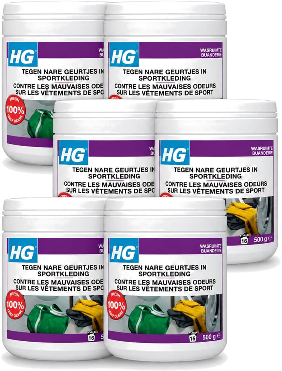 6 x HG - Wasruimte - Tegen Nare Geurtjes In Sportkleding - Wasmiddeltoevoeging - 500 g - Voordeelverpakking - 6 stuks — afbeelding 1