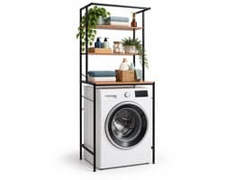 Wasmachine rek - 161x66x40 cm - natuur-zwart
