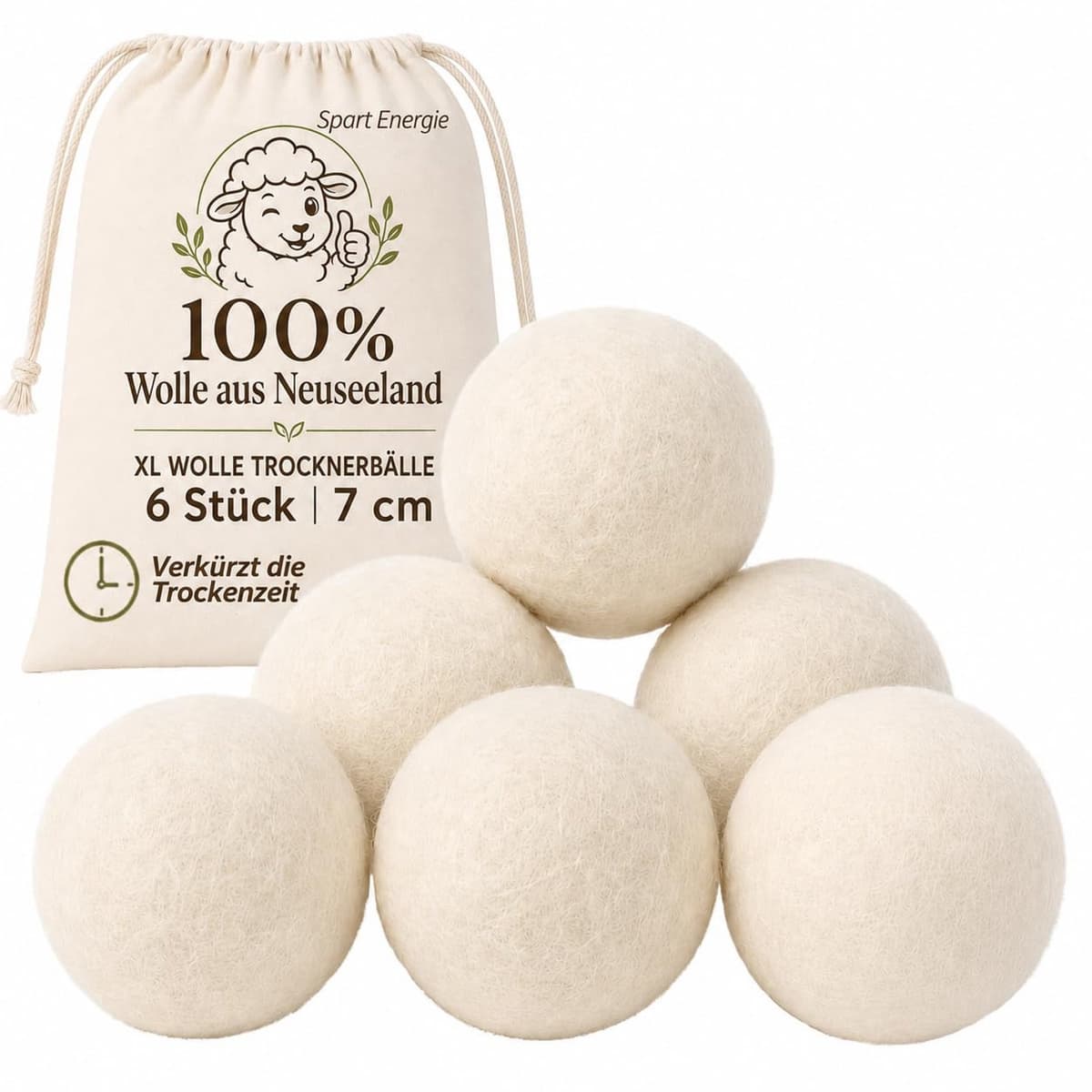 Natuurlijke Wasdrogerballen van Wol XL — afbeelding 1