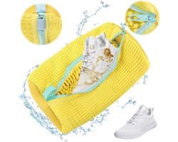 Schoenwaszak voor de wasmachine met verborgen rits - Ideaal voor sneakers, sportschoenen en laarzen, geel