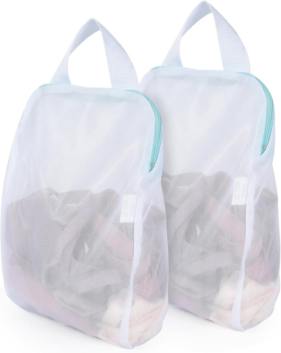 SnelShoppen - 2 Stuks Wasnetten met Handvatten 25.5 x 30.5 cm - Waszak voor Ondergoed, Bh's, Lingerie, Sokken en Baby Kleding - Beschermende Waszakken — afbeelding 1