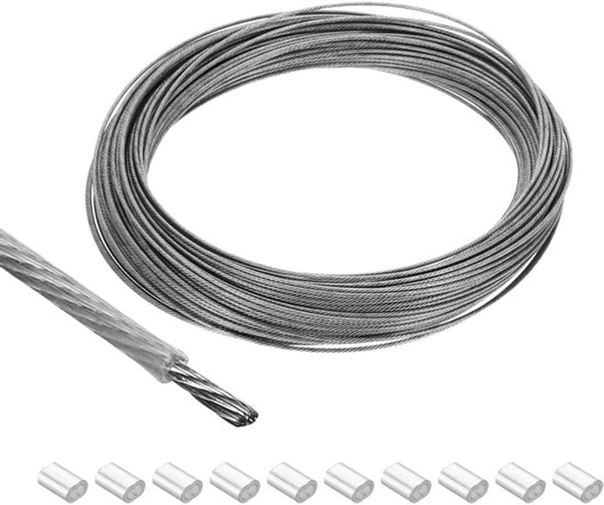 Roestvrijstalen kabel 1,2mm vinylcoating - Waslijn op te hangen - Transparant — afbeelding 1