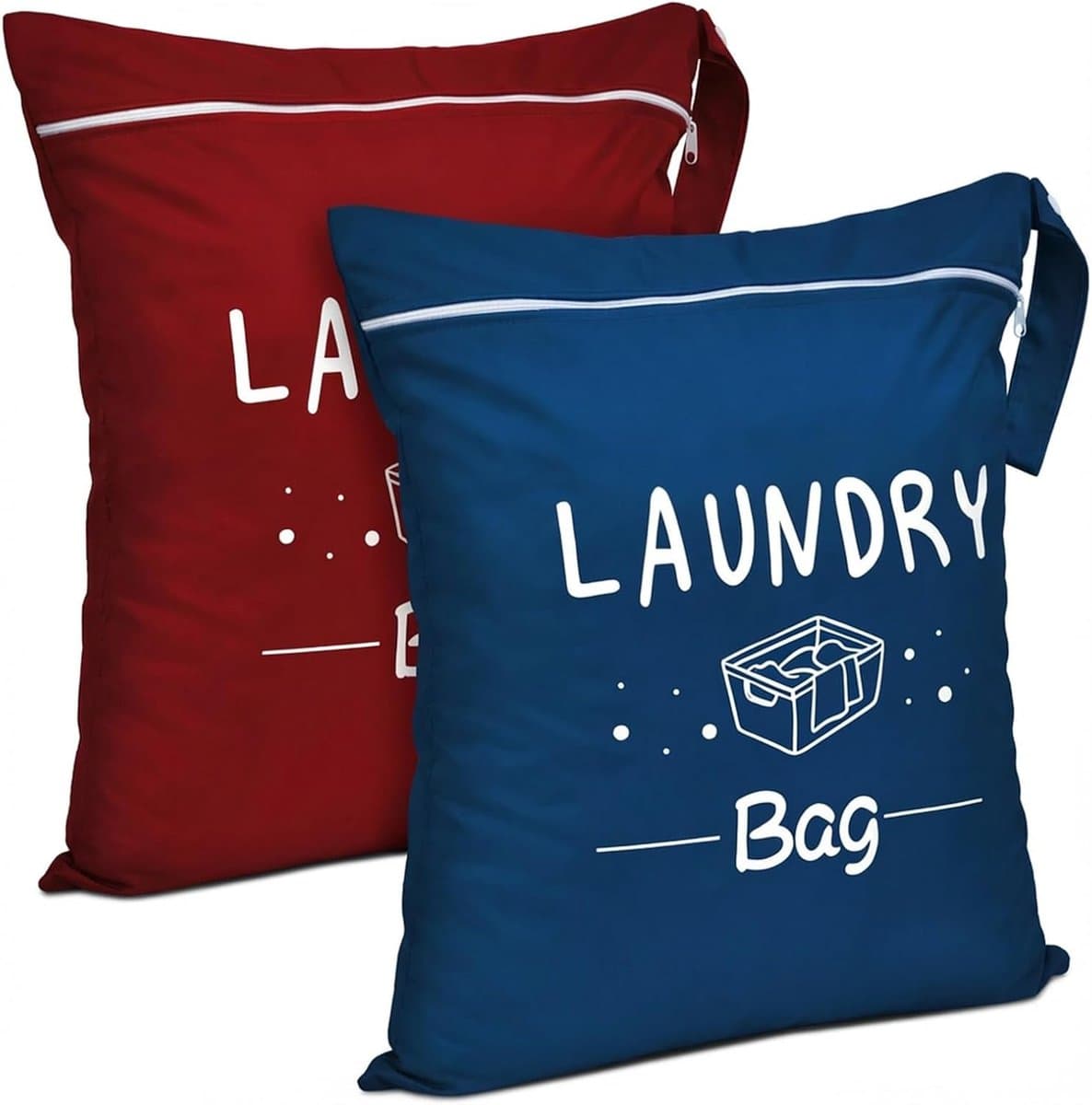Reistas voor vuile was, waterdichte tas met ritssluiting voor reizen, voor vuile was en badkleding, droge waszak voor camping, wasbaar (bordeaux + marineblauw) — afbeelding 1