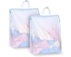 Wasnetjes met ritssluiting - Wit - 30 x 40 cm - Polyester Mesh Waszak met Handgrepen - Voor Fijnwas en Ondergoed