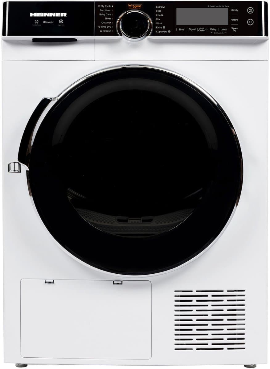Heinner Warmtepompdroger - 10 KG - Wasdroger - 14 Programma's - Antikreukfunctie - LED display - Trommelverlichting - Wit/Zwart — afbeelding 1