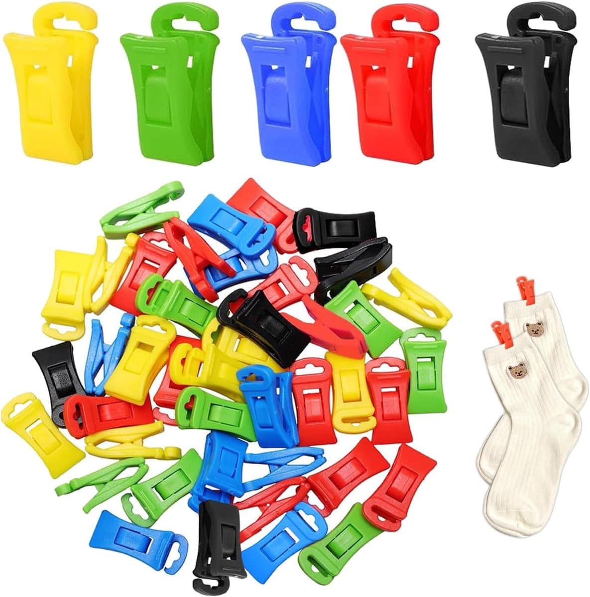 50 stuks- wasknijpers-wasknijpers kunststof-wasknijpers groot-wasknijpers plastic -Droogrek Knijpers -Knijpers-Binnen en Buiten-Strandlaken Knijpers - Badlaken Clips -Voor Handdoeken, Hoed, Jurken, Badhanddoek-Winddicht-Anti Slip-8mm — afbeelding 1